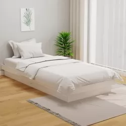 Рамка за легло, бяла, масивно дърво, 100х200 см