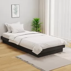 Рамка за легло, сива, масивно дърво, 100х200 см