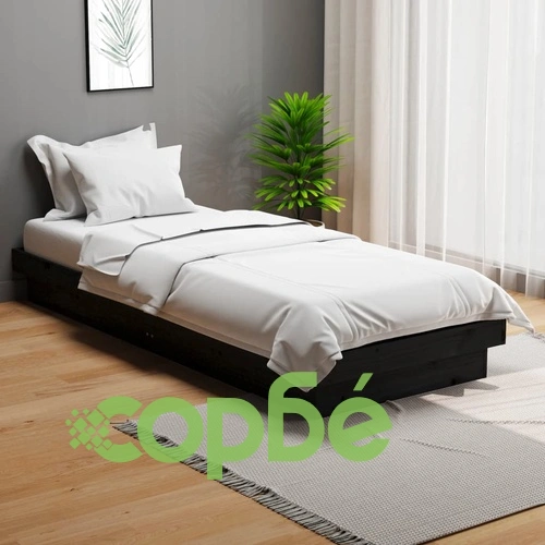 Рамка за легло черна масивно дърво 75x190 см Small Single ➤ топ цена ➤ sorbe.bg