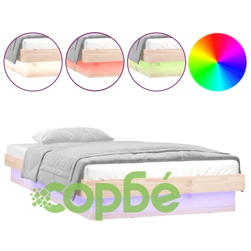 Рамка за легло с LED осветление 90x200 см масивно дърво ➤ топ цена ➤ sorbe.bg