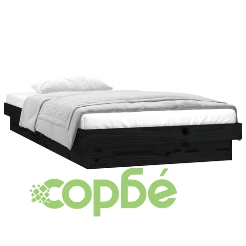 Рамка за легло с LED осветление черна 90x200 см масивно дърво ➤ топ цена ➤ sorbe.bg