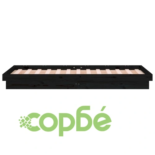 Рамка за легло с LED осветление черна 90x200 см масивно дърво ➤ топ цена ➤ sorbe.bg