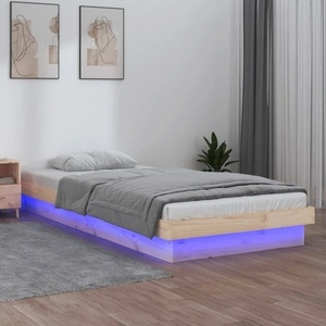 Рамка за легло с LED осветление 100x200 см масивно дърво