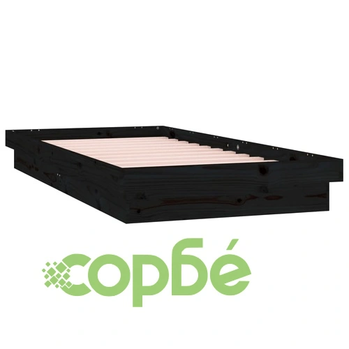 Рамка за легло с LED осветление черна 100x200 см масивно дърво ➤ топ цена ➤ sorbe.bg