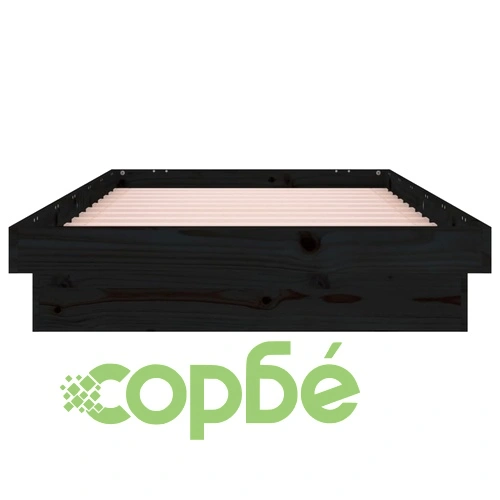 Рамка за легло с LED осветление черна 100x200 см масивно дърво ➤ топ цена ➤ sorbe.bg