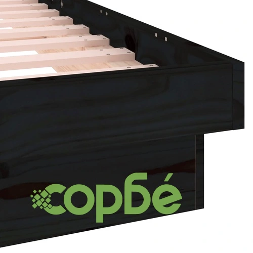 Рамка за легло с LED осветление черна 100x200 см масивно дърво ➤ топ цена ➤ sorbe.bg