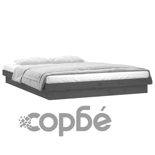 Рамка за легло с LED осветление сива 120x200 см масивно дърво ➤ топ цена ➤ sorbe.bg