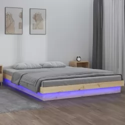 Рамка за легло с LED осветление 140x200 см масивно дърво