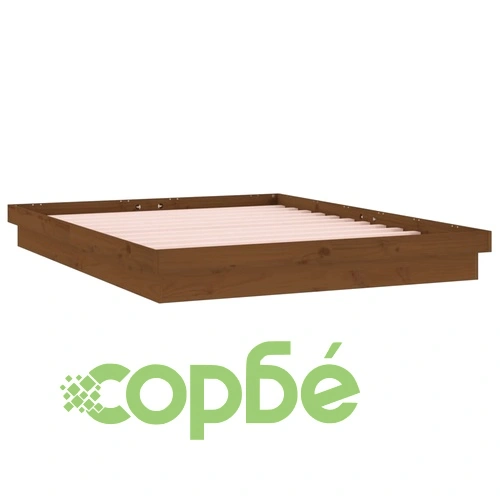 LED легло меденокафяво 150x200 cм King Size масивно дърво ➤ топ цена ➤ sorbe.bg