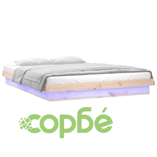 Рамка за легло с LED осветление 160x200 см масивно дърво ➤ топ цена ➤ sorbe.bg