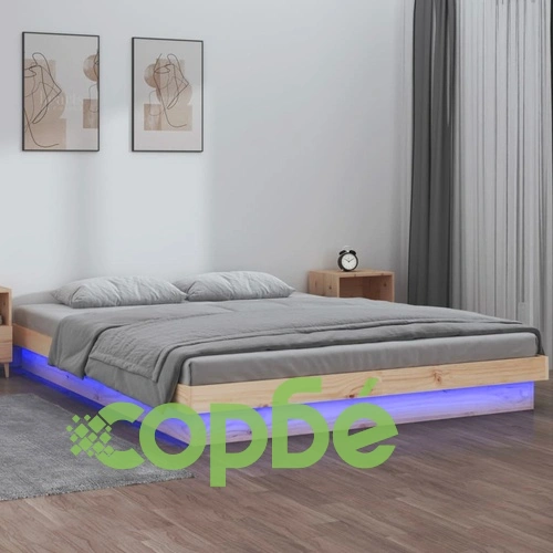 Рамка за легло с LED осветление 160x200 см масивно дърво ➤ топ цена ➤ sorbe.bg