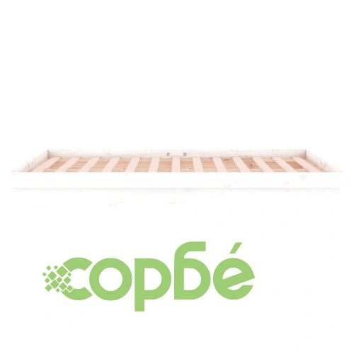 LED рамка за легло бяла 180x200 см Super King дърво масив ➤ топ цена ➤ sorbe.bg