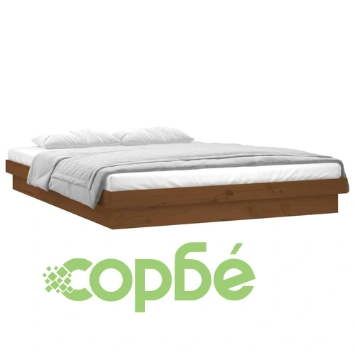 LED легло меденокафяво 180x200 см Super King дърво масив ➤ топ цена ➤ sorbe.bg