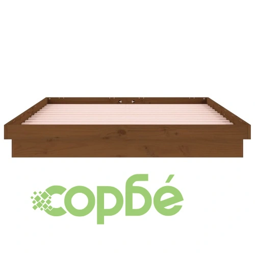 LED легло меденокафяво 180x200 см Super King дърво масив ➤ топ цена ➤ sorbe.bg