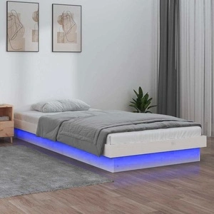 LED рамка за легло бяло 75x190 см Small Single дърво масив