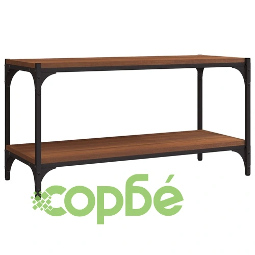 ТB шкаф, кафяв дъб, 80x33x41 см, инженерно дърво и стомана ➤ топ цена ➤ sorbe.bg