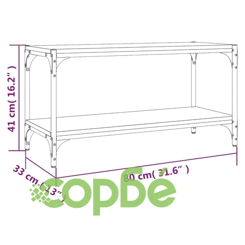ТB шкаф, кафяв дъб, 80x33x41 см, инженерно дърво и стомана ➤ топ цена ➤ sorbe.bg