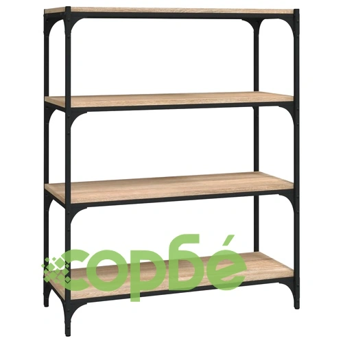 Библиотека, дъб сонома, 80x33x100 см, инженерно дърво и стомана ➤ топ цена ➤ sorbe.bg