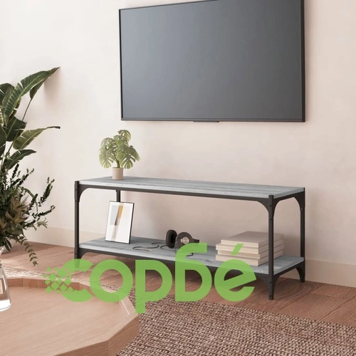 ТB шкаф, сив сонома, 100x33x41 см, инженерно дърво и стомана ➤ топ цена ➤ sorbe.bg