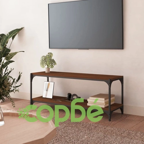 ТB шкаф, кафяв дъб, 100x33x41 см, инженерно дърво и стомана ➤ топ цена ➤ sorbe.bg