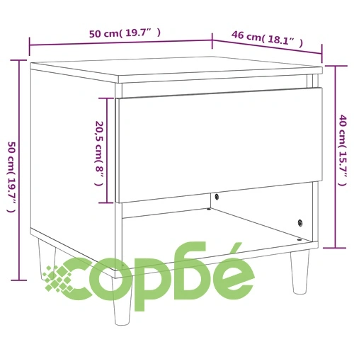 Нощна масичка, бетонно сива, 50x46x50 см, инженерно дърво ➤ топ цена ➤ sorbe.bg
