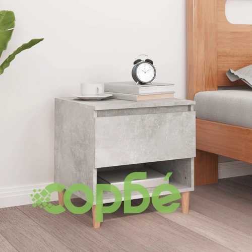 Нощна масичка, бетонно сива, 50x46x50 см, инженерно дърво ➤ топ цена ➤ sorbe.bg