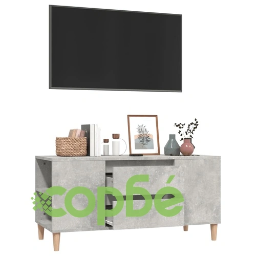 ТВ шкаф, бетонно сиво, 102x44,5x50 см, инженерно дърво ➤ топ цена ➤ sorbe.bg