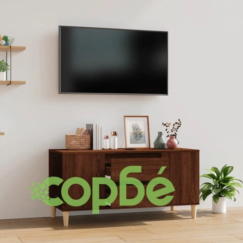 ТВ шкаф, кафяв дъб, 102x44,5x50 см, инженерно дърво ➤ топ цена ➤ sorbe.bg
