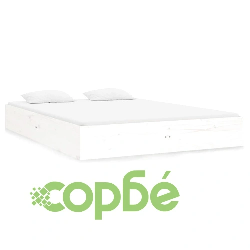 Рамка за легло, бяла, масивно дърво, 140x190 см ➤ топ цена ➤ sorbe.bg