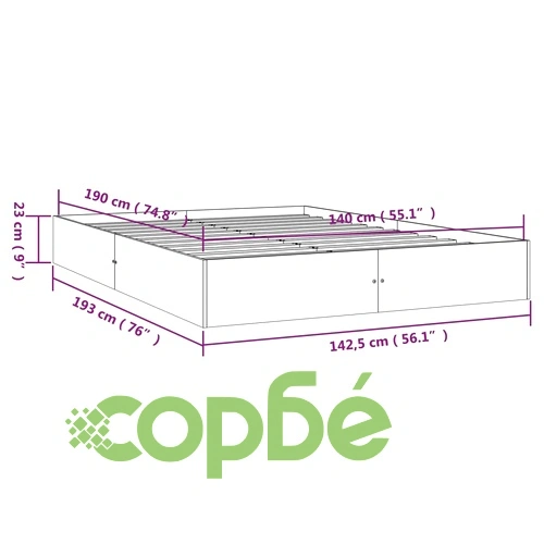 Рамка за легло, бяла, масивно дърво, 140x190 см ➤ топ цена ➤ sorbe.bg