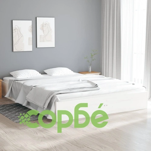 Рамка за легло, бяла, масивно дърво, 140x190 см ➤ топ цена ➤ sorbe.bg