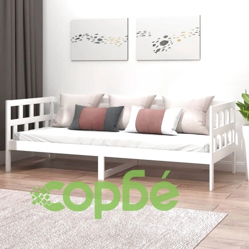 Дневно легло, бяло, борово дърво масив, 80x200 см ➤ топ цена ➤ sorbe.bg
