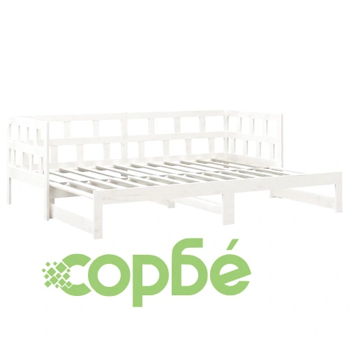Разтегателно дневно легло, без матрак, бяло, 2x(90x200) см ➤ топ цена ➤ sorbe.bg