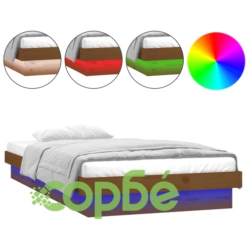 LED легло меденокафяво 75x190 см Small Single масивна дървесина ➤ топ цена ➤ sorbe.bg