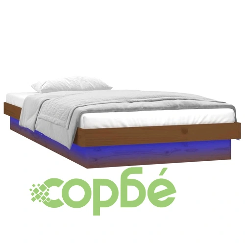 LED легло меденокафяво 75x190 см Small Single масивна дървесина ➤ топ цена ➤ sorbe.bg