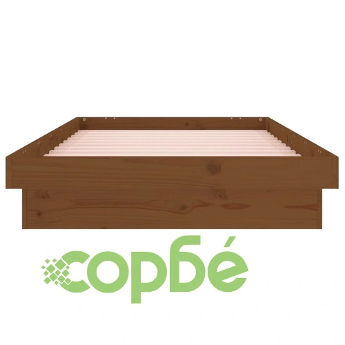 LED легло меденокафяво 90x190 см Single масивна дървесина ➤ топ цена ➤ sorbe.bg