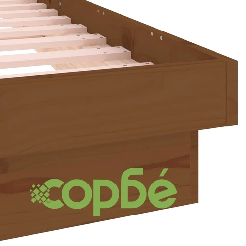 LED легло меденокафяво 90x190 см Single масивна дървесина ➤ топ цена ➤ sorbe.bg