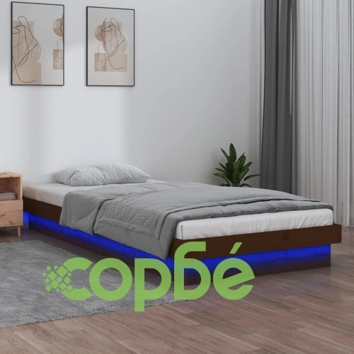 LED легло меденокафяво 90x190 см Single масивна дървесина ➤ топ цена ➤ sorbe.bg