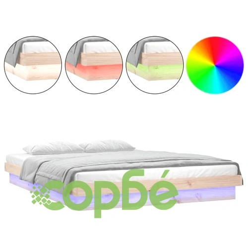 LED рамка за легло 120x190 см Small Double масивна дървесина ➤ топ цена ➤ sorbe.bg
