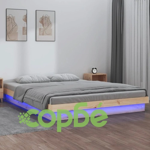 LED рамка за легло 120x190 см Small Double масивна дървесина ➤ топ цена ➤ sorbe.bg