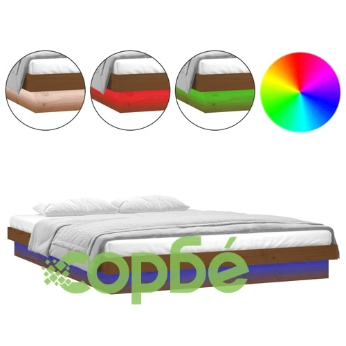 LED легло меденокафяво 120x190 см Small Double масивно дърво ➤ топ цена ➤ sorbe.bg