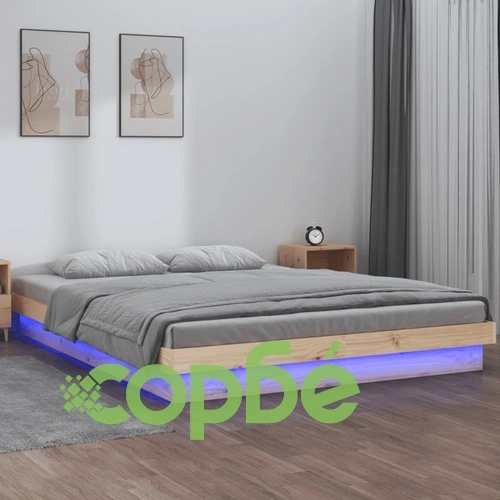LED рамка за легло 135x190 см Double масивно дърво ➤ топ цена ➤ sorbe.bg