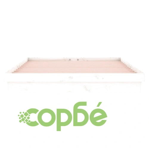 LED рамка за легло бяла 140x190 см масивно дърво ➤ топ цена ➤ sorbe.bg