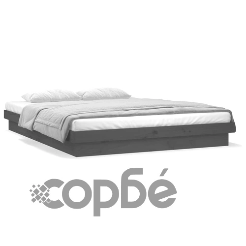 LED рамка за легло сива 140x190 см масивно дърво ➤ топ цена ➤ sorbe.bg