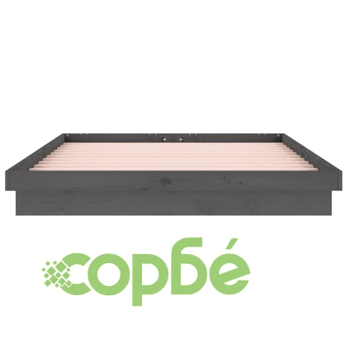 LED рамка за легло сива 140x190 см масивно дърво ➤ топ цена ➤ sorbe.bg