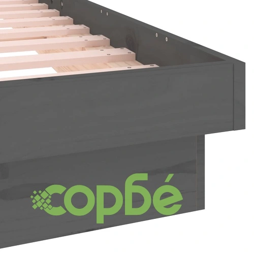 LED рамка за легло сива 140x190 см масивно дърво ➤ топ цена ➤ sorbe.bg