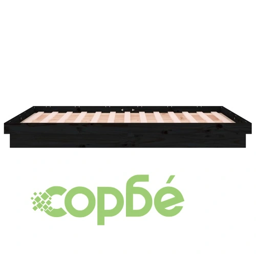 LED рамка за легло черна 140x190 см масивно дърво ➤ топ цена ➤ sorbe.bg