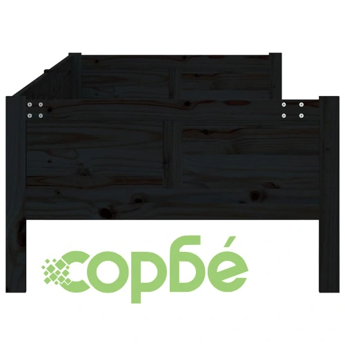 Дневно легло, черно, борово дърво масив, 80x200 см ➤ топ цена ➤ sorbe.bg