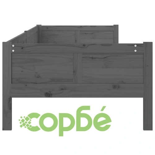 Дневно легло, сиво, борово дърво масив, 90x190 см ➤ топ цена ➤ sorbe.bg