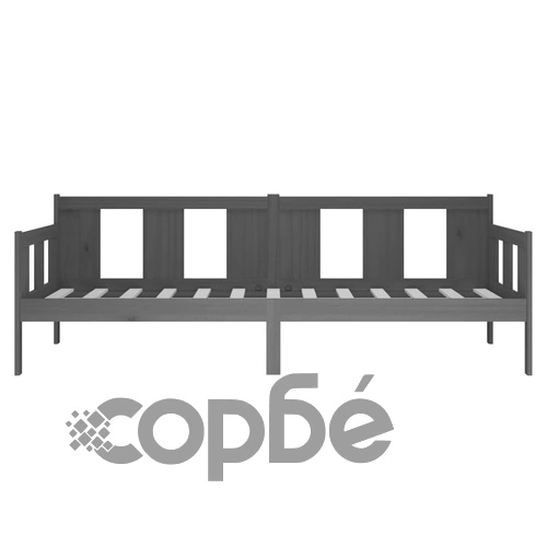 Дневно легло без матрак, сив, борово дърво масив, 90x200 см ➤ топ цена ➤ sorbe.bg